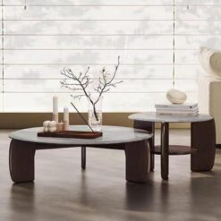 1000*1000mm Modern Home Furniture Round Marble Top Luxury Coffee Table for Living Room Apartment