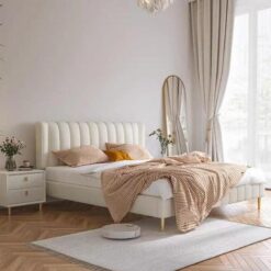 2025Modern Bedroom Storage Leather Fabric Bed Bedroom Furniture King Bed Size Modern Bed