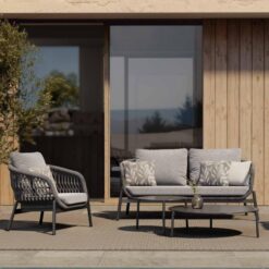 Outdoor private villa garden woven black sofa coffee table set outdoor furniture supplier