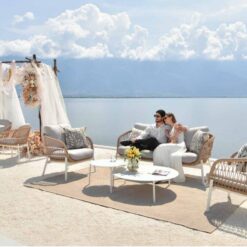 Outdoor private villa garden woven grey casual three-seater sofa set outdoor furniture