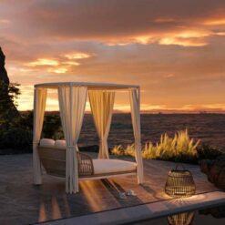 Outdoor woven white double sofa sunroom, outdoor private villa garden furniture factory price