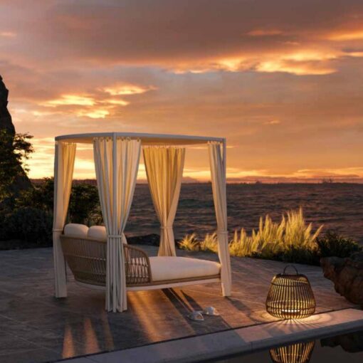 Outdoor woven white double sofa sunroom, outdoor private villa garden furniture factory price
