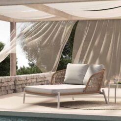 Outdoor woven white single sofa and lounge chair, outdoor private villa garden furniture factory price