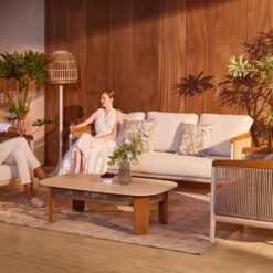Leisure outdoor sofa, wicker woven coffee table, hotel garden outdoor furniture