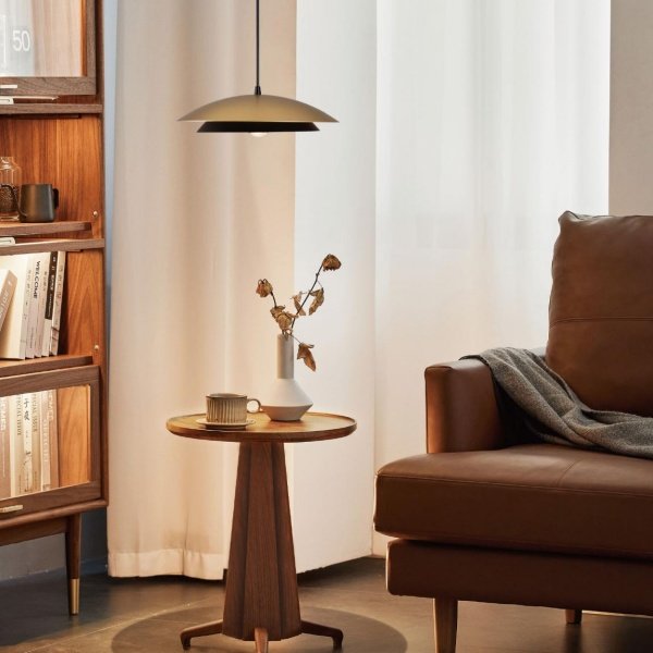 Contemporary Ceiling Pendant Light with Ceramic Cone Shade Brass Finishes & Adjustable Length Ideal for Dining Room Kitche