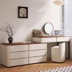 Cream-style beige dressing table chair indoor living room bedroom chest of drawers furniture
