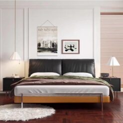 Customization Bedroom Furniture Upholstered Leather Bed Italian Design Luxurious Bed Furniture Bedroom