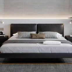 Customized Modern Upholstered Double Bed Leather King Size Black Bed Frame With Headboard Bedroom Furniture