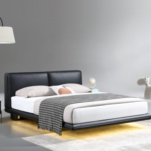 Deluxe Large Black floating bed High Back Upholstered Hotel Bedroom Bedroom furniture Double beds