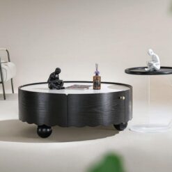 Designer Rock Plate Size Round Coffee Table Combination Living Room Home Black Wabi Sabi New Storage Coffee Table