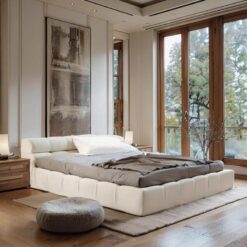 Designer's Modern Luxury Cloud Bed European Full Queen King Size White Tufted Upholstered Wooden Bed Soft Style Bedroom