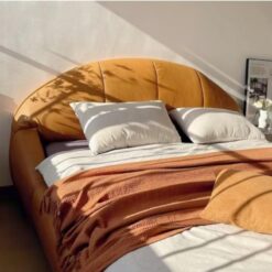 FURNITURE Nordic Vintage Style Bedroom Furniture Wooden Frame Fabric Headboard king Size 1.8m Bed for Home Apartment