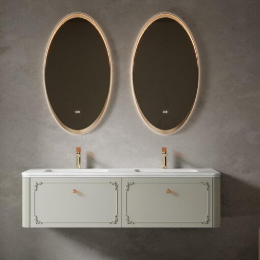 French cream-style bathroom cabinet, natural stone countertop, bathroom storage cabinet - Image 2