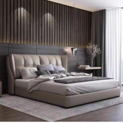 Genuine Leather Modern Storage Bed Italian Light Luxury Minimalist Design Eco-Friendly Space-Saving for Small Apartment