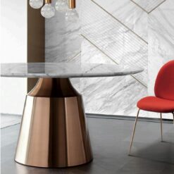 High-end Modern New Design  Leg Dining Table Villa Round Italian Marble Swivel Table Top Luxury Dining Table