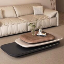 Hot Sale Modern Triple Rotating Coffee Table Solid Wood Rectangular Design 360 Rotation for Living Room Best Seller