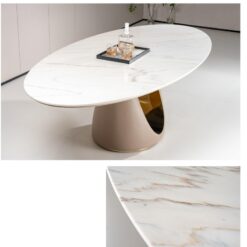 Italian Light Luxury Natural Marble Dining Table, Modern Minimalist Dining Table, Living Room, Oval Dining Table