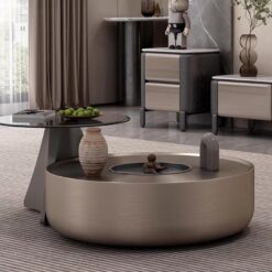 Italian Luxury Round Combination Coffee Table Nordic Living Room Tea Table Small Apartment Glass Coffee Table