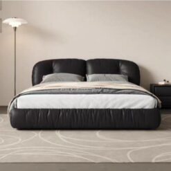 Italian Minimalist Leather Bed New Modern Minimalist Double Bed Master Bedroom Furniture