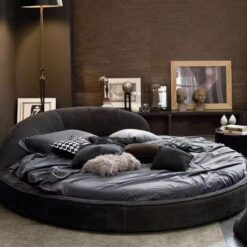 Italian Minimalist Master Bedroom Microfiber Leather Solid Wood Frame Double Wedding Bed