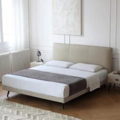 Italian Modern Simple Soft-Packed Double Bed 1.5m Minimalist Leather Master Bed with Wooden Frame for Bedroom Home Furniture