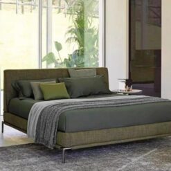 Italian modern simple style high legs suspended high quality leather bedroom double bed