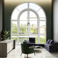 Wholesaler of European-style arc-shaped white stainless steel sliding ultra-white glass Windows