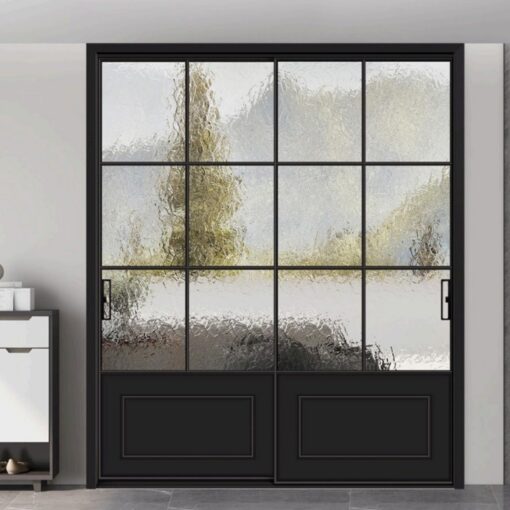 Factory direct sales price of high-end custom black aluminum alloy sliding doors and frosted glass doors and Windows