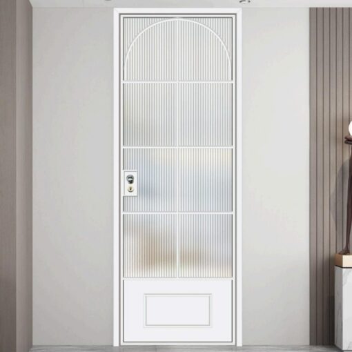 High-end custom white aluminum alloy sliding door, long rainbow glass door and window furniture factory