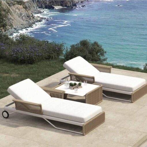 Outdoor woven white casual single-person flat sofa outdoor furniture discounted price