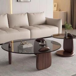 Light Luxury Italian Living Room Home Coffee Table Simple Modern Tea Table Creative Round Combination Glass Tea Table