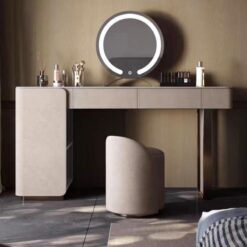 Luxurious brown leather dressing table, chair, indoor living room, bedroom, chest of drawers furniture