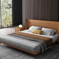 Luxury Italian Hotel Bedroom Furniture King-size Modern Italian Latest Double Bed Designer Furniture Leather Frame Wooden Bed