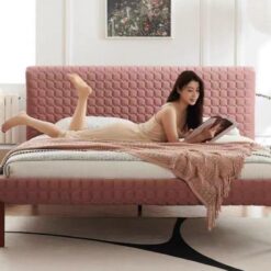 Luxury Modern Minimalist King Bedroom Furniture Sets Leather Upholstery Soft Massaging Beds Wooden Frame