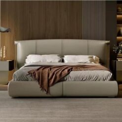 Luxury Modern Soft Upholstered King Double Size Solid Wood Bed High Backrest Revolving Bed for Master Bedroom Hotel Furniture