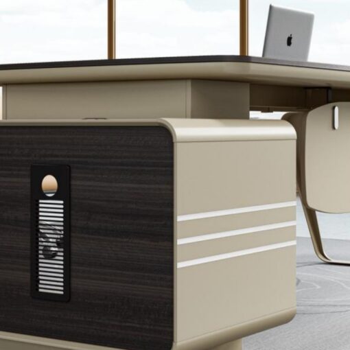 Luxury Unique Style Beige Leather Wood Office Furniture Executive Office Table Boss Ceo Modern Office Desk Suit - Image 2