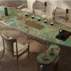 High-end custom furniture made of green natural stone for living rooms, dining tables, bedrooms, studies and coffee tables