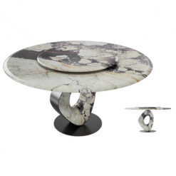 Minimalism Creative Metal Foot Dining Table Luxurious Stone Round Modern High-end for Home Hotel Dining Table