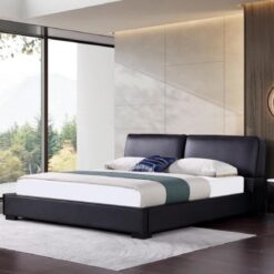 Minimalist Up-holstered Beds King Size Bed Frame Luxury Leather Black Double Bed Frame Bedroom Furniture