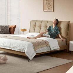 Modern Bedroom Furniture Luxury Bed King Queen Size Solid Wood Platform Bed Frame Floating Double Upholstered Soft Bed Smart