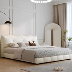 Modern Cream Style King Bed High Quality Upholstered Leather Bed Set Wholesale Nordic Double Soft Wedding Cloud Bed for Home