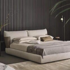 Modern Italian Minimalist Up-holstered Beds Faux Fabric Bed With Latex Mattress Comfortable Bed