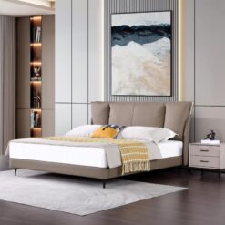 Modern Luxury Real Leather Beds Italian Tufted Headboard King Platform With Storage Bed Frame Bedroom Furniture