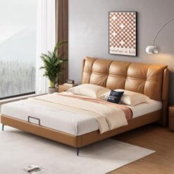 Modern Luxury Wooden Bedroom Furniture Soft Up-holstered Beds king Size Double Bed Frame Queen Floating Suspension Set Design