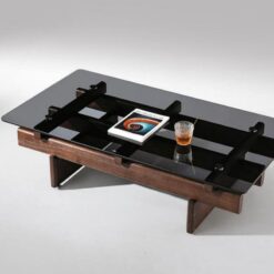 Modern Minimalist Black Rectangular Coffee and Dining Table Glass Top Stone Material for Living Room Furniture Home Use