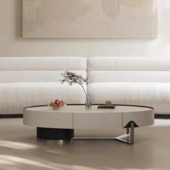 Modern Minimalist Coffee Table Italian Simple Living Room Home Designer Rock Slab Oval Storage Coffee Table