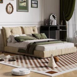 Modern Minimalist Style Bedroom Furniture Soft Pitt King Bed With Mattress and Mattre Widescreen Bedss