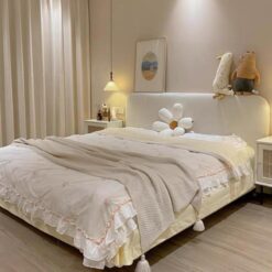 Modern Simple Hotel Bed Frame king Lift up Storage Grey pink Velvet Fabric Kids Platform Bed