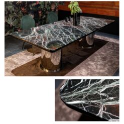 Modern Style Dining Table with Sintered Stone Top and Stainless Steel Legs for Dining Room