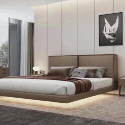 Modern Up-holstered Floating Beds faux Leather King Size Double Queen Bed Frame Bedroom Furniture